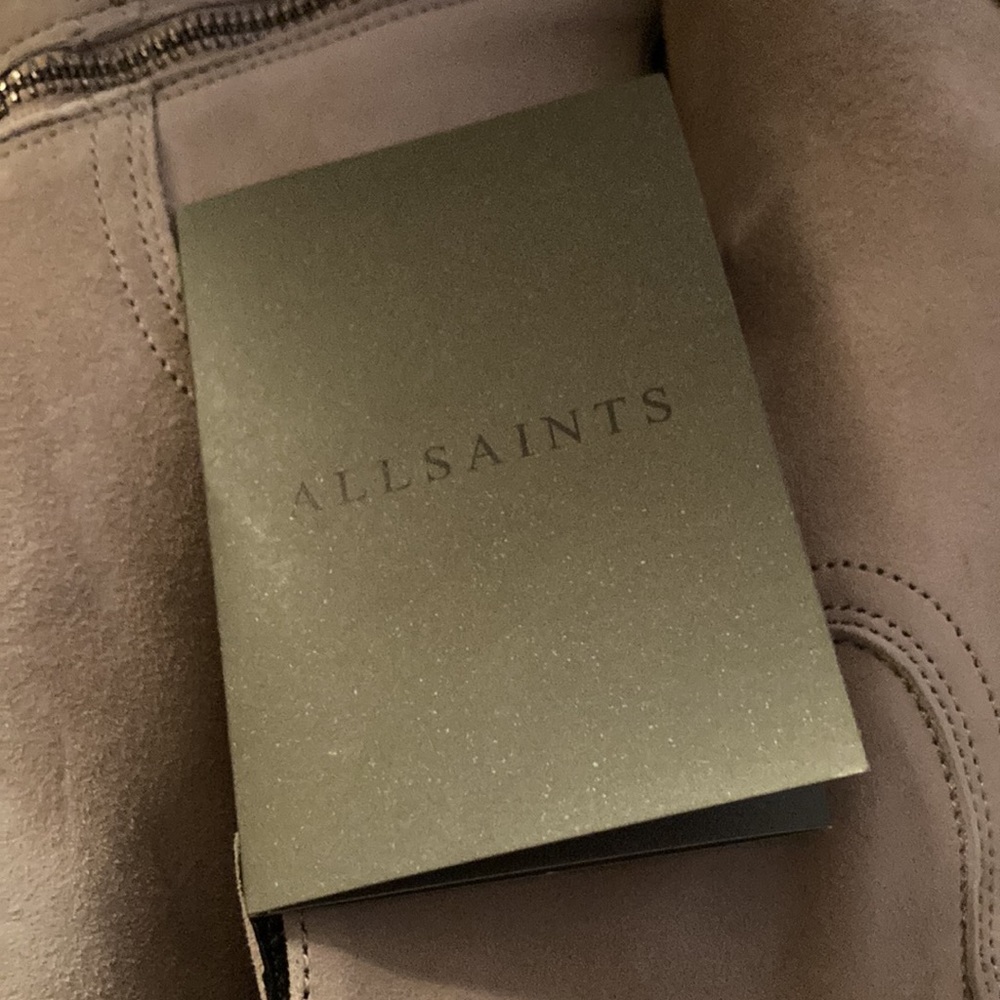 NWT Allsaints Carlotta Suede Western Ankle Bootie Stone Tan Gray Size 8 - Picture 7 of 7